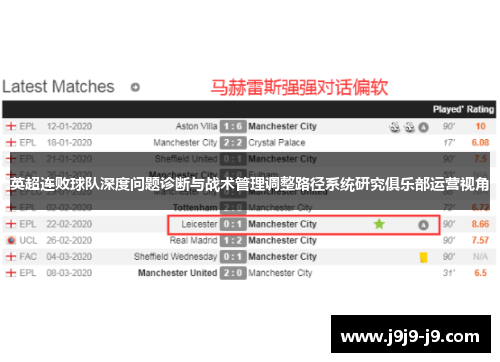 英超连败球队深度问题诊断与战术管理调整路径系统研究俱乐部运营视角